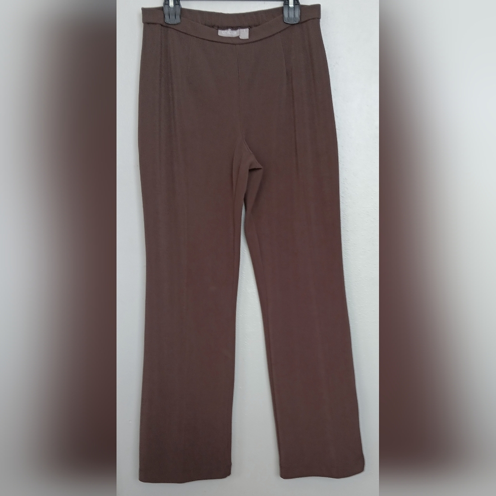 Chico's Chocolate Brown Straight Leg Pants Streach Sz 1